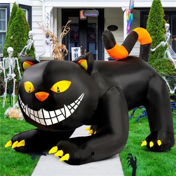 6FT Halloween Inflatables Outdoor Black Cat with Shakable Head,Blow Up YardDecor - Picture 4 of 7